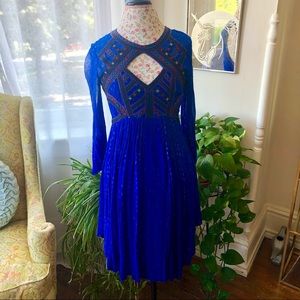 Free People All You Need Cobalt Embroidered Dress